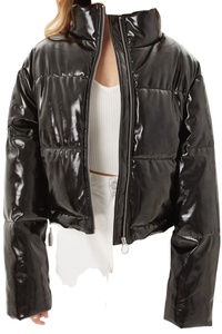 Chaqueta acolchada corta de gran tamaño negra para mujer, Top corto informal con burbujas para mujer, chaqueta acolchada 2026 - Product Image 3