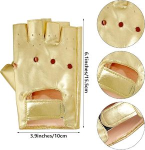 Guantes Cortos Metálicos Dorados de Primera Calidad, sin Dedos, Personalizados, para Motociclismo, Fitness, Estilo Urbano, de Cuero - Product Image 3