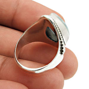 Bague en argent sterling 925 la plus vendue, ornée d'une pierre précieuse Larimar taille poire Natura, design antique, style bohème, bijoux en gros - Product Image 3
