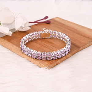 Luxury Purple Amethyst Tennis <b>Bracelet</b> Handmade 925 Silver Jewelry for Unisex - Product Image 1