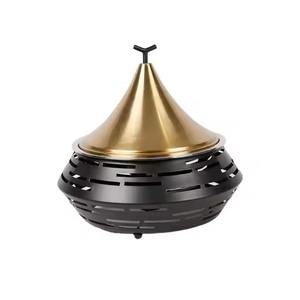 Olla térmica de acero inoxidable estilo árabe con tapa martillada, cacerola de metal plateado para servicio de buffet - Product Image 4