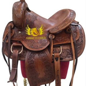 อานม้าหนังแท้สไตล์ตะวันตก ตกแต่งด้วยลายดอกไม้ งานแฮนด์เมด เป็นมิตรกับสิ่งแวดล้อม พร้อมอุปกรณ์ทองเหลืองและทองแดง  นั่งสบายสำหรับผู้ขี่และม้า - Product Image 1