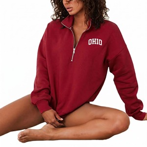 Sweat-shirt d'hiver imprimé pour femme, col montant demi-zip, coupe décontractée et confortable, vente en gros OEM de haute qualité - Product Image 4
