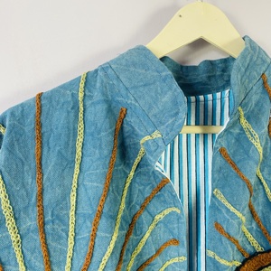 เสื้อแจ็คเก็ตผ้าฝ้ายปักลายตาปีศาจทำมือ – เสื้อโค้ทสไตล์โบโฮที่มีเอกลักษณ์ทางศิลปะ |   เสื้อคลุมสำหรับเทศกาลแบบยูนิเซ็กซ์ - Product Image 3