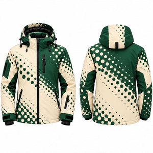 Chaqueta de Esquí Impermeable con Diseño de Puntos Verdes, Acolchada y con Capucha, para Esquí, Snowboard, Senderismo y Trekking - Product Image 1
