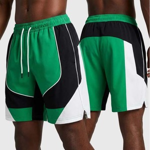 Ensemble de survêtement à capuche pour homme, color block vert, noir et blanc, tricoté, sportif, pour l'été, ensemble court - Product Image 6