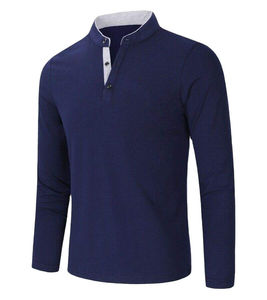 Mens Long Sleeve Henley <b>Shirt</b> Slim Fit Casual Solid Color <b>Half</b> Placket <b>Button</b> Collar Lightweight Breathable Everyday Wear Top - Product Image 4