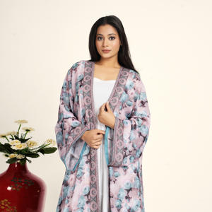 Abaya Larga de Chifón Estampado con Shrug para Mujer, Cárdigan Árabe Abierto por Delante, Ropa Islámica Modesta para Oración, ODM Ramadán y Eid - Product Image 4