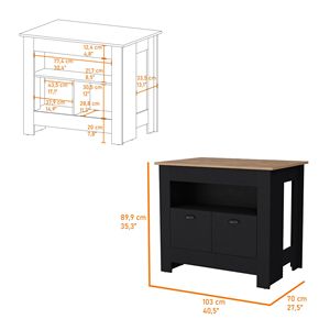 Carrito de cocina de 2 puertas, color negro - Product Image 6