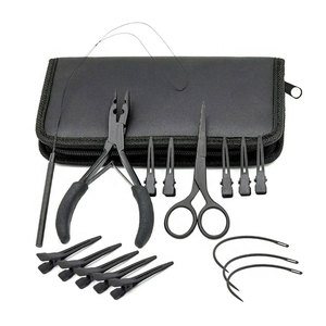 Kit d'outils pour extensions de cheveux en acier de haute qualité, avec pinces, ciseaux, pince à boucles et accessoires complets - Product Image 1