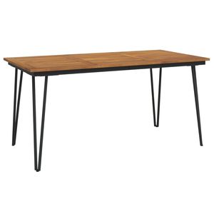 Ensemble de jardin en bois d'acacia massif avec table marron et noire, mobilier en métal thermolaqué - Product Image 2