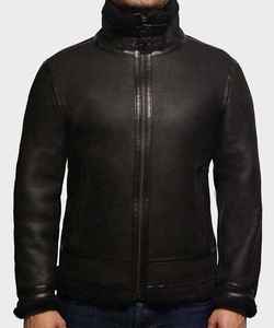 Custom Fashion Genuine Leather Cotton <b>Filling</b> Turn <b>Down</b> Fur Collar Breathable Waterproof Warm Heated <b>Men</b> Leather <b>Jacket</b> - Product Image 2