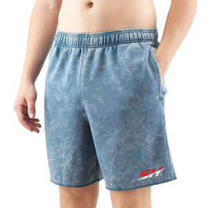 Shorts en coton premium pour homme, délavés à l'acide, en tissu épais uni et doux, style streetwear, effet vintage - Product Image 1