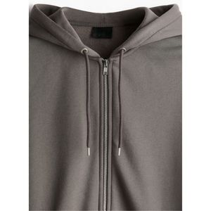Sudadera con capucha y cremallera completa para hombre, 100% algodón, estilo francés, con logotipo personalizado, estilo urbano, gruesa. - Product Image 4