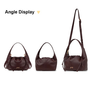 Sac à bandoulière Hody pour femme en cuir véritable avec cordon de serrage, sac à main de luxe tendance, capacité 7L, usage quotidien, Saint-Valentin - Product Image 4