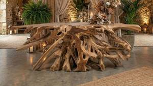 ARTERRA Premium Freeform Teak Root <b>Console</b> <b>Table</b> <b>Rustic</b> Design for Hotel Villa Decor Unique Wood <b>Table</b> - Product Image 4