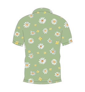 เสื้อโปโลพิมพ์ลายดอกเดซี่สีเขียวแบบกำหนดเองสำหรับผู้ชาย แขนสั้น สวมใส่สบายๆ ในฤดูร้อน เสื้อยืดกอล์ฟ - Product Image 5