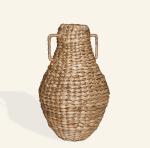 Vase de sol en jacinthe d'eau tressée à la main, forme haute, couleur naturelle, fait main, pour projets d'aménagement intérieur en gros - Product Image 3