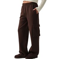 Pantalon cargo décontracté pour femme, taille mi-haute, coupe droite, écologique, imperméable, avec poches, en molleton, idéal pour l'hiver, personnalisable