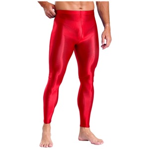 Leggings de sport pour homme fabriqués en usine, taille élastique, couleur unie, effet brillant métallique, extensibles, pour la gym, l'entraînement, le fitness et la course à pied - Product Image 3