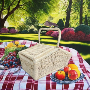 Cesta Rectangular Blanca de Mimbre para Picnic y Compras - Organizador Ecológico para Cuarto de Bebé - Product Image 5