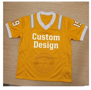 Maillot de football américain en mesh épais à manches rayées et col en V contrastant, personnalisable pour équipes - Product Image 2