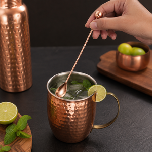 Cuillère à cocktail en cuivre, cuillère à mélanger avec manche torsadé, longue, pour barman, agitateur de boissons pour bar, café, mocktails, maison - Product Image 3