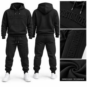 Conjunto Deportivo para Hombre, Sudadera con Letras Bordadas en Negro y Pantalones Jogger, Ropa Casual de Calle - Product Image 1
