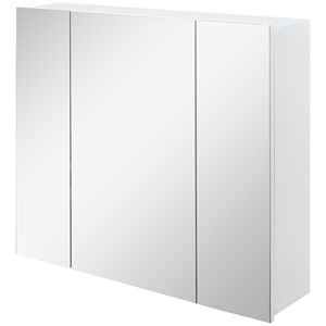 Armadietto da Bagno a Parete a 3 Ante in PVC e MDF Bianco con Ripiani Regolabili e Specchio - Product Image 1