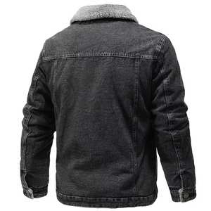 OEM Services High Quality <b>Custom</b> Design Men's <b>Denim</b> <b>Jacket</b> Stand Collar Washed Finish Sherpa Lining Quick Dry 2025 New Design - Product Image 2