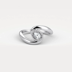 Bague de fiançailles statement en or massif 14 carats avec diamant de laboratoire taille poire, bague de mariage moderne pour femme - Product Image 4