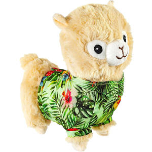 Peluche personnalisée Llama Alpaca avec chemise hawaïenne et couineur dans le ventre, jouet pour animaux de compagnie, vêtements imprimés pour animaux en peluche, vente en gros - Product Image 2