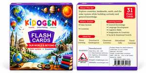 Cartes Flash KiDOGEN pour Enfants : Notre Monde et Au-delà - 31 Pièces - Système Solaire, Pays du Monde - Ensemble d'Apprentissage Cognitif Éducatif - Product Image 1