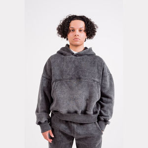 Survêtement d'hiver pour homme en molleton respirant, séchage rapide, léger, antibactérien, à capuche, manches longues, 100% coton, effet délavé, style streetwear - Product Image 6