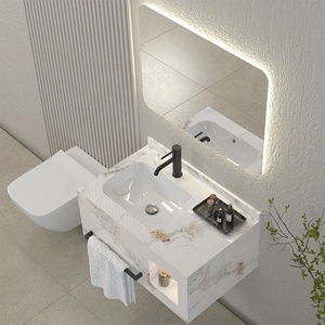Mobile Bagno Moderno con Lavabo in Pietra Ardesia LED 800 mm, Vendita all'Ingrosso, con Nicchia e Portasciugamani - Product Image 1