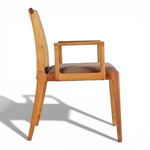 Silla de Comedor Moderna de Mediados de Siglo, de Madera de Teca Sólida, con Respaldo de Ratán Natural y Asiento Tapizado, para Restaurante o Hogar - Product Image 5