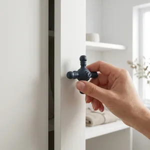 Poignées de meuble en fer texturé noir en forme de robinet, accessoires de quincaillerie détachables pour porte, prix le plus bas - Product Image 2