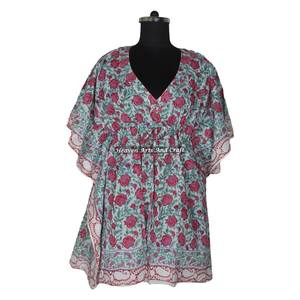 2026 New Made <b>Sweet</b> Style Moroccan Dress Short Kaftan for Sale Wholesale Hand Block Print From India Best Price Anokhi Caftan - Product Image 5