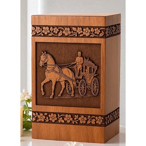 Urnes funéraires en bois abordables en gros pour les fournitures funéraires, urne en bois avec motif floral gravé, urne par AYAANS - Product Image 6