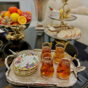 Butterfly Shape <b>Side</b> Handle Aluminum Serving Tray Wedding Party Handmade Design Tabletop Serving Tray with Decorative Handle - Product Image 1