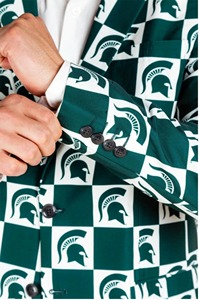 Costume artisanal des Spartans de l'État du Michigan pour hommes, ensemble veste et pantalon à carreaux verts, tenue sur mesure pour le jour du match - Product Image 4