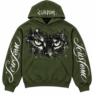 Sudadera con Capucha Personalizada con Estampado de Gato, Diseño Unisex para Ropa Urbana, con Bolsillos de Felpa Francesa, Corte Holgado, para Invierno, 100% Algodón - Product Image 4