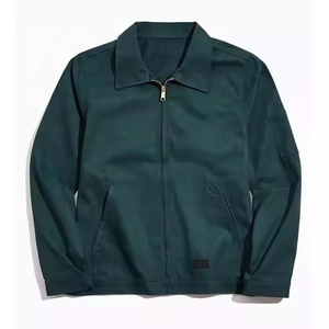 Chaqueta de trabajo de algodón resistente con cremallera frontal metálica y bolsillos de mano con cuello vuelto personalizado para hombre - Product Image 1