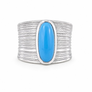 Heaven <b>Crafts</b> 925 Sterling Silver Blue Turquoise Women's Handmade Natural Gemstone GIA Certified Christian Bohemian Wedding <b>Ring</b> - Product Image 1