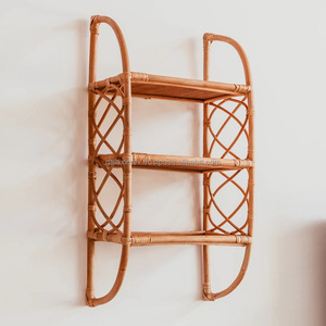 Best Seller Rattan <b>Wall</b> Mounted <b>Shelf</b> Home Decoration Wicker Rattan Cane Floating <b>Wall</b> <b>Shelf</b> Handmade for Storage - Product Image 1