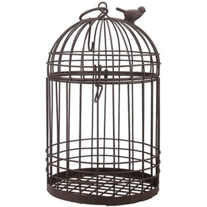 Cage à oiseaux antique en fil de fer, finition peinte solide, cage d'intérieur pour petits oiseaux, forme carrée, design durable fait main - Product Image 4