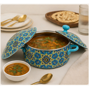 Casserole de luxe en émail imprimé arabe, marmite isotherme à double paroi en acier inoxydable, ensemble de cuisson pour le Moyen-Orient - Product Image 4