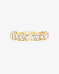 Anillos Apilables de Eternidad con Diamantes Cultivados en Laboratorio con Corte Esmeralda, Engaste de Bisel, Oro Sólido de 14K y 18K Personalizado, Anillos de Boda, Precio de Fábrica al por Mayor - Product Image 1
