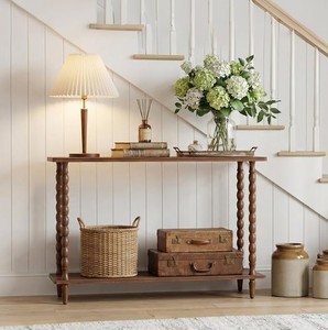 Mesa Consola Moderna de Madera Maciza para Pasillo con Estante de Almacenamiento, Diseño Rústico para Entrada con Patas de Espiga, Mueble para Sala de Estar - Product Image 3