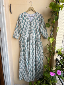 Vestido Indio 2026 de Algodón 100% Estampado a Mano, Cuello en V, Manga Larga, Túnica Casual y Vestido Largo a Precio de Fábrica - Product Image 3